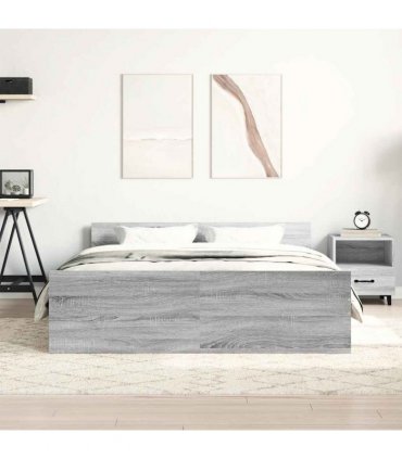 vidaXL Bed Frame without Mattress Grey Sonoma 140x190 cm