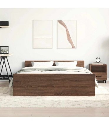 vidaXL Bed Frame without Mattress Brown Oak 140x190 cm