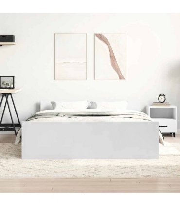 vidaXL Bed Frame without Mattress White 135x190 cm