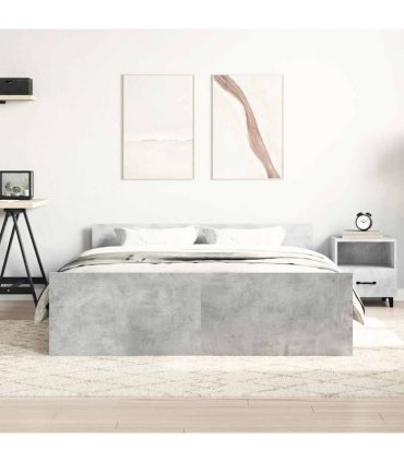 vidaXL Bed Frame without Mattress Concrete Grey 135x190 cm