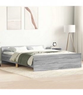 vidaXL Bed Frame without Mattress Grey Sonoma 135x190 cm
