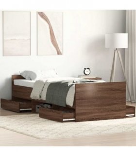 vidaXL Bed Frame without Mattress Brown Oak 100x200 cm