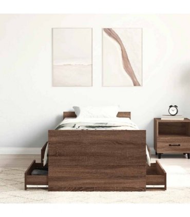 vidaXL Bed Frame without Mattress Brown Oak 100x200 cm