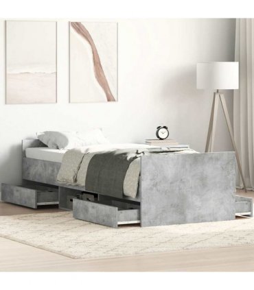 vidaXL Bed Frame without Mattress Concrete Grey 90x190 cm