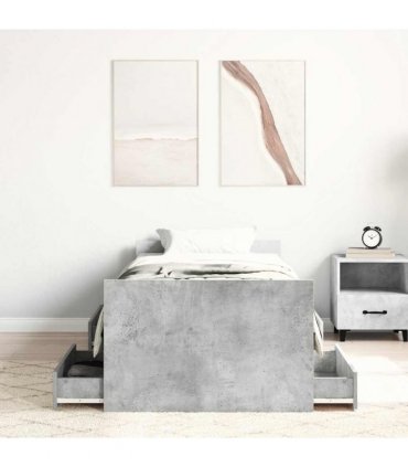 vidaXL Bed Frame without Mattress Concrete Grey 90x190 cm
