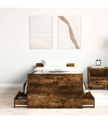 vidaXL Bed Frame without Mattress Smoked Oak 90x190 cm