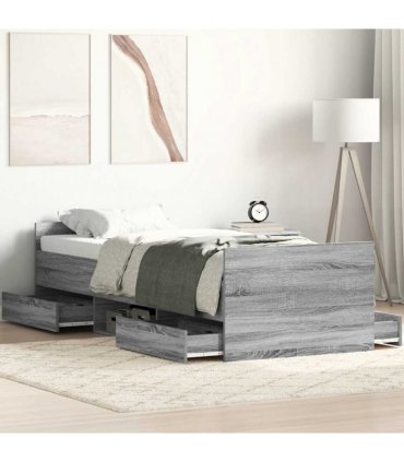 vidaXL Bed Frame without Mattress Grey Sonoma 90x190 cm