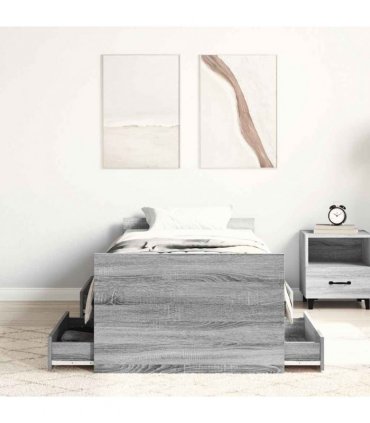 vidaXL Bed Frame without Mattress Grey Sonoma 90x190 cm