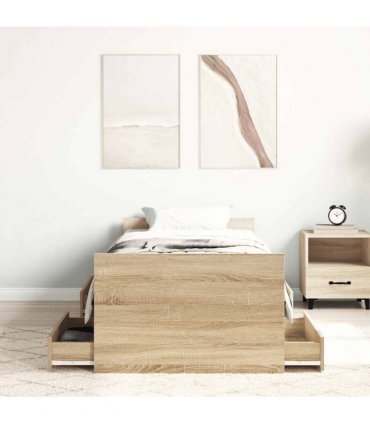 vidaXL Bed Frame without Mattress Sonoma Oak 75x190 cm
