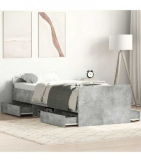 vidaXL Bed Frame without Mattress Concrete Grey 75x190 cm