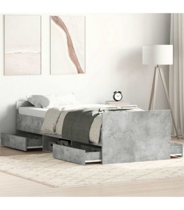 vidaXL Bed Frame without Mattress Concrete Grey 75x190 cm