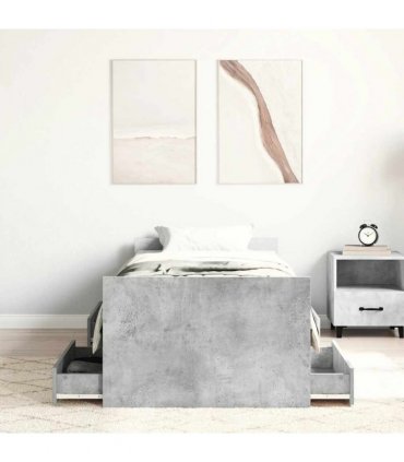 vidaXL Bed Frame without Mattress Concrete Grey 75x190 cm
