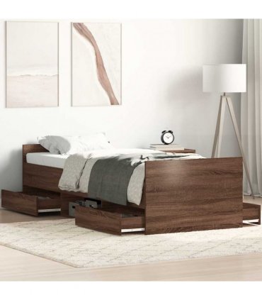 vidaXL Bed Frame without Mattress Brown Oak 75x190 cm