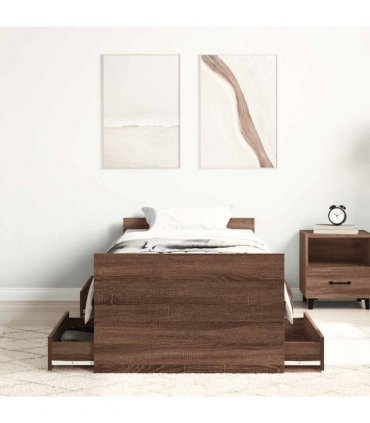 vidaXL Bed Frame without Mattress Brown Oak 75x190 cm