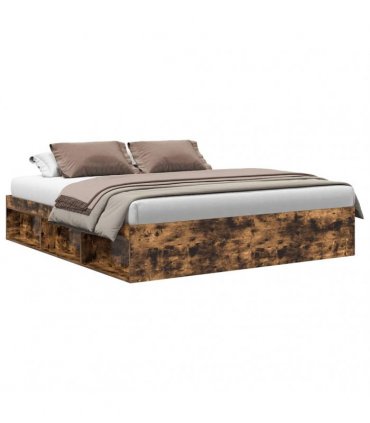 vidaXL Bed Frame without Mattress Smoked Oak 180x200cm Super King Size