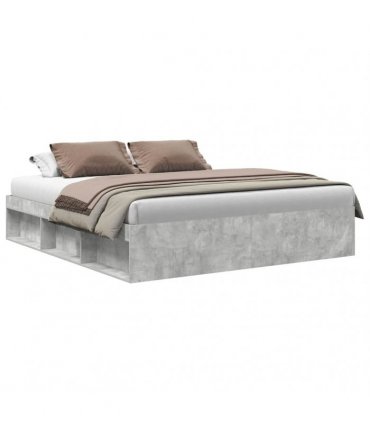 vidaXL Bed Frame without Mattress Concrete Grey 200x200 cm