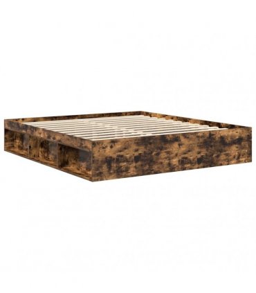 vidaXL Bed Frame without Mattress Smoked Oak 200x200 cm