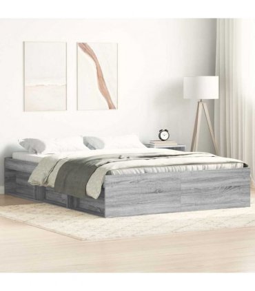 vidaXL Bed Frame without Mattress Grey Sonoma 120x190 cm Small Double