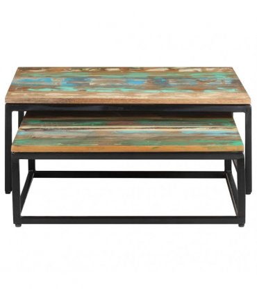 vidaXL Nesting Coffee Tables 2 pcs Solid Reclaimed Wood