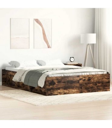 vidaXL Bed Frame without Mattress Smoked Oak 135x190 cm Double