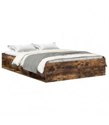 vidaXL Bed Frame without Mattress Smoked Oak 135x190 cm Double