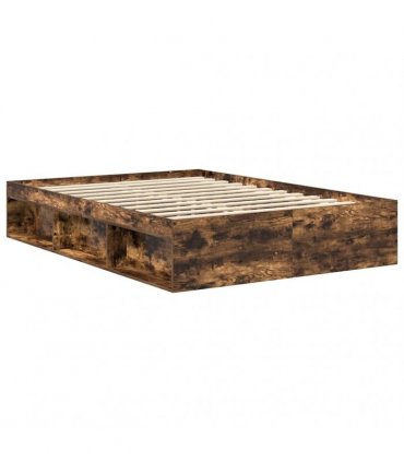 vidaXL Bed Frame without Mattress Smoked Oak 135x190 cm Double