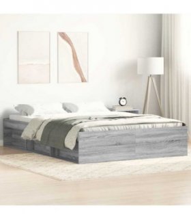 vidaXL Bed Frame without Mattress Grey Sonoma 135x190 cm Double