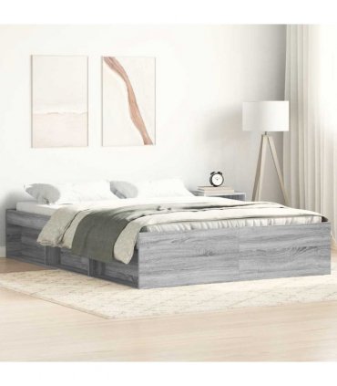 vidaXL Bed Frame without Mattress Grey Sonoma 135x190 cm Double