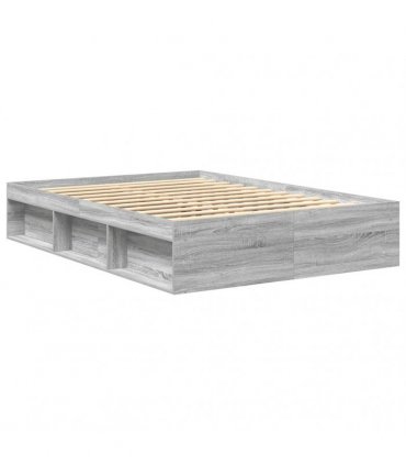 vidaXL Bed Frame without Mattress Grey Sonoma 135x190 cm Double