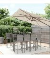 vidaXL 9 Piece Garden Bar Set with Cushions Grey Poly Rattan