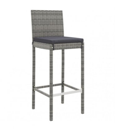 vidaXL 9 Piece Garden Bar Set with Cushions Grey Poly Rattan