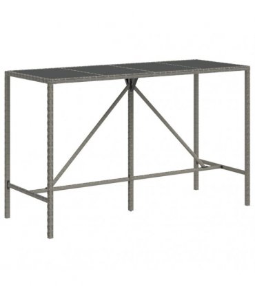 vidaXL 9 Piece Garden Bar Set with Cushions Grey Poly Rattan