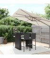 vidaXL 5 Piece Garden Bar Set with Cushions Black Poly Rattan
