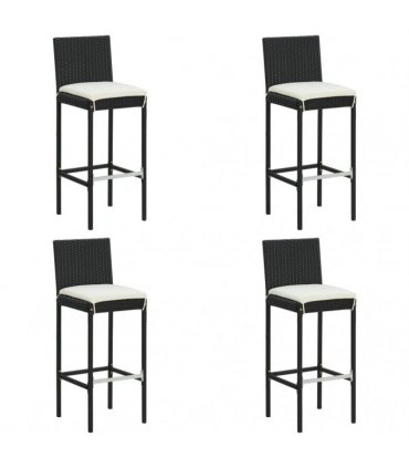 vidaXL 5 Piece Garden Bar Set with Cushions Black Poly Rattan