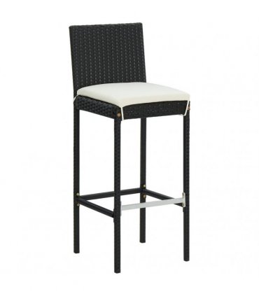 vidaXL 5 Piece Garden Bar Set with Cushions Black Poly Rattan