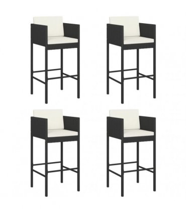 vidaXL 5 Piece Garden Bar Set with Cushions Black Poly Rattan
