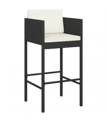 vidaXL 5 Piece Garden Bar Set with Cushions Black Poly Rattan