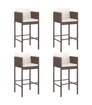 vidaXL 5 Piece Garden Bar Set with Cushions Brown Poly Rattan