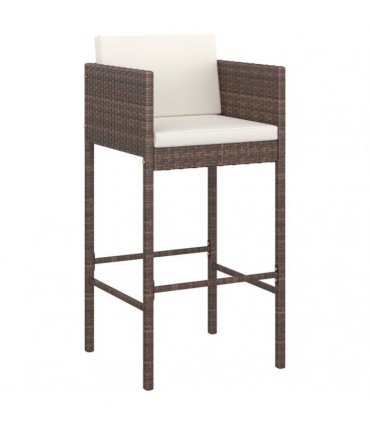 vidaXL 5 Piece Garden Bar Set with Cushions Brown Poly Rattan