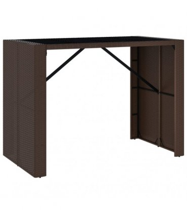 vidaXL 5 Piece Garden Bar Set with Cushions Brown Poly Rattan
