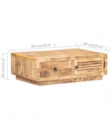 vidaXL Coffee Table 90x60x29 cm Rough Mango Wood