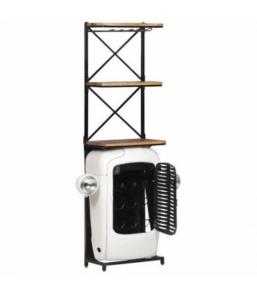 vidaXL Tractor Wine Cabinet White 49x31x172 cm Rough Mango Wood