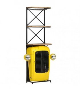 vidaXL Tractor Wine Cabinet Yellow 49x31x172 cm Solid Mango Wood
