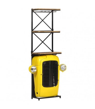 vidaXL Tractor Wine Cabinet Yellow 49x31x172 cm Solid Mango Wood
