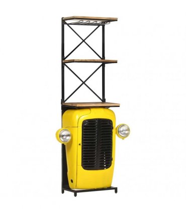 vidaXL Tractor Wine Cabinet Yellow 49x31x172 cm Solid Mango Wood