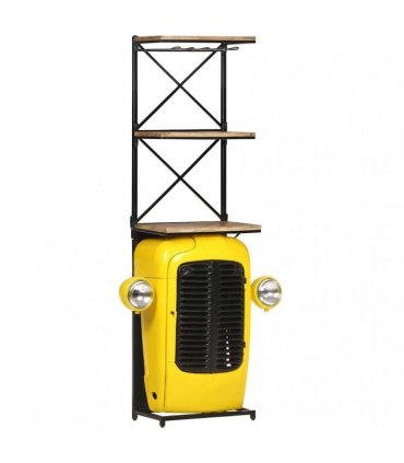 vidaXL Tractor Wine Cabinet Yellow 49x31x172 cm Solid Mango Wood