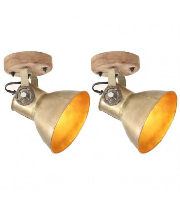 vidaXL Industrial Wall/Ceiling Lamps 2 pcs Brass 20x25 cm E27