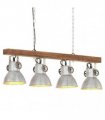 vidaXL Industrial Ceiling Lamp Silver E27 Mango Wood
