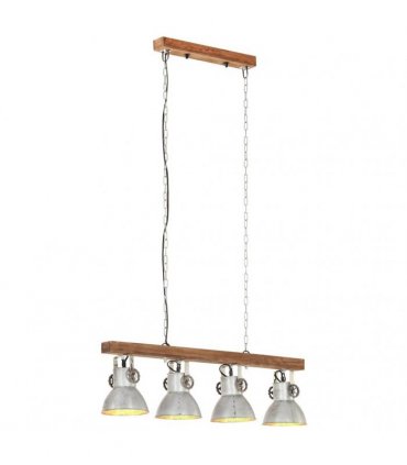 vidaXL Industrial Ceiling Lamp Silver E27 Mango Wood