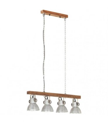 vidaXL Industrial Ceiling Lamp Silver E27 Mango Wood